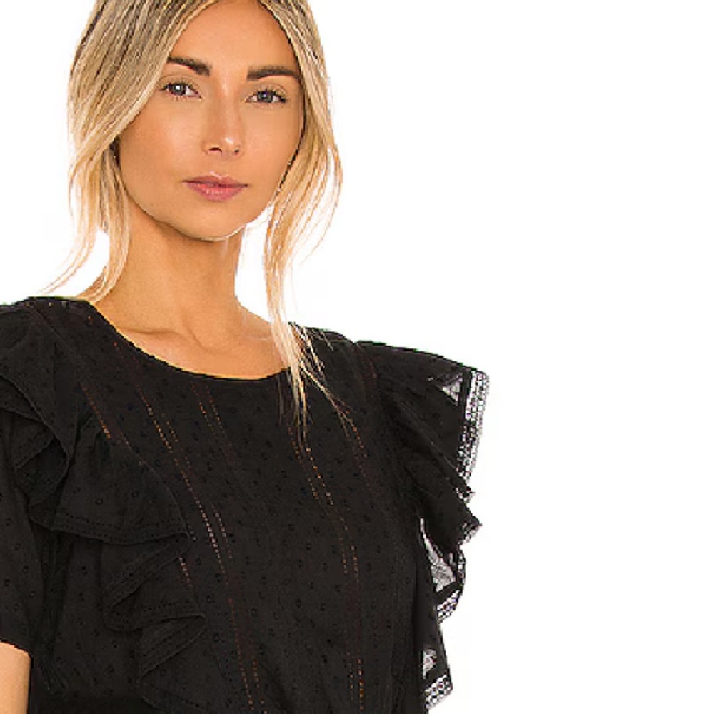 LoveShackFancy Black Eyelet Ruffle Mini Dress - Picture 11 of 14